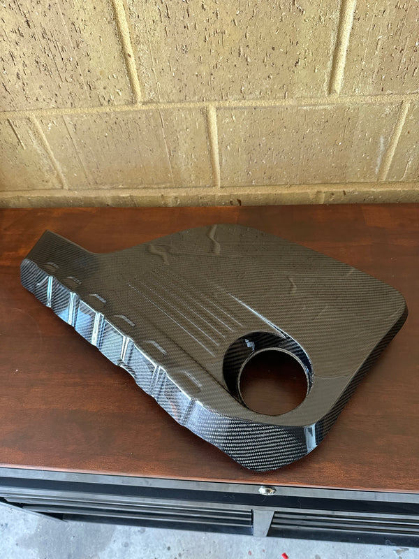 RB Innovations carbon fibre engine cover on workbench