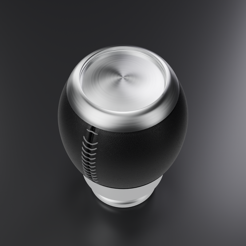 Top view of the FG/FG-X manual shift knob showing the empty 33 mm badge pocket, product render