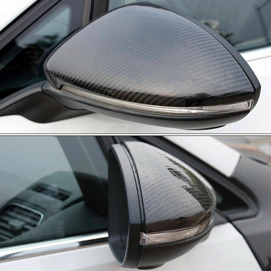 VW Golf MK7 GTI Golf R carbon fibre mirror covers installed both sides gloss finish replacement caps