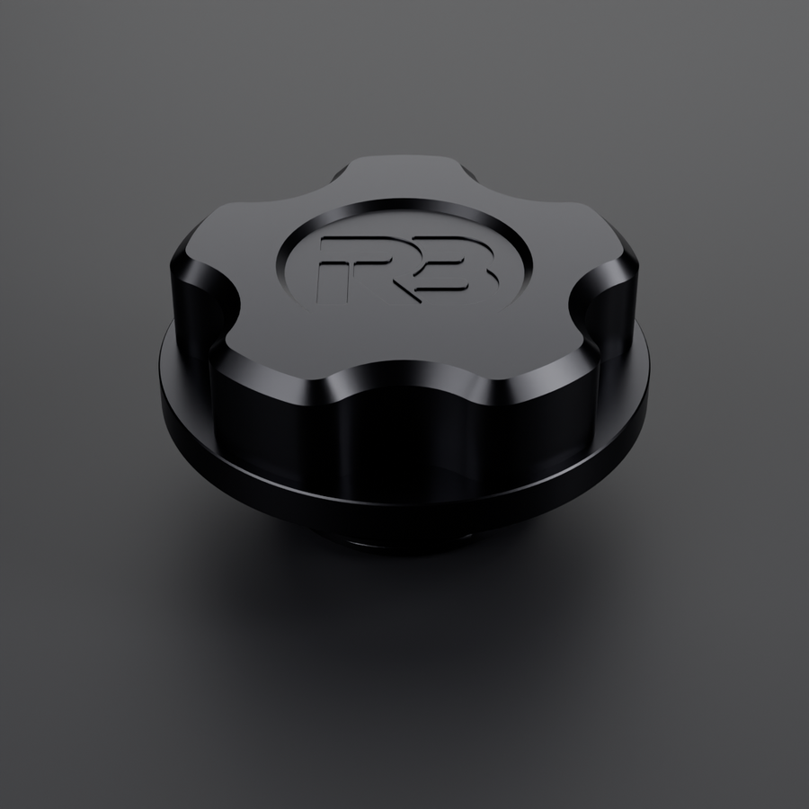 Billet Barra oil filler cap in black anodised finish