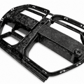 BMW G80 M3 forged carbon fiber CSL style front kidney grille for ACC equipped models, top angled view showing construction