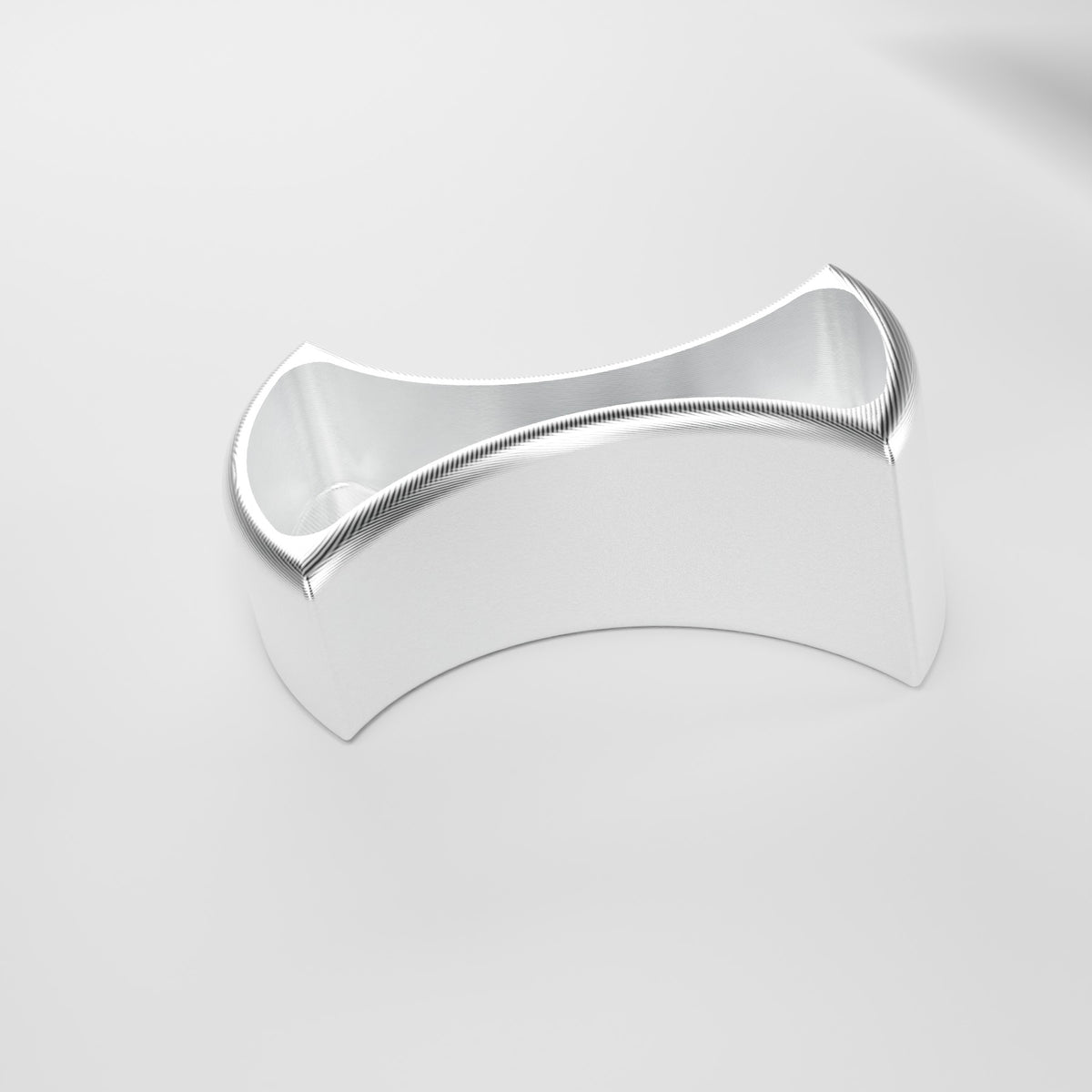 Render: FG Falcon billet cupholder divider, raw machined, underside with machined pocket