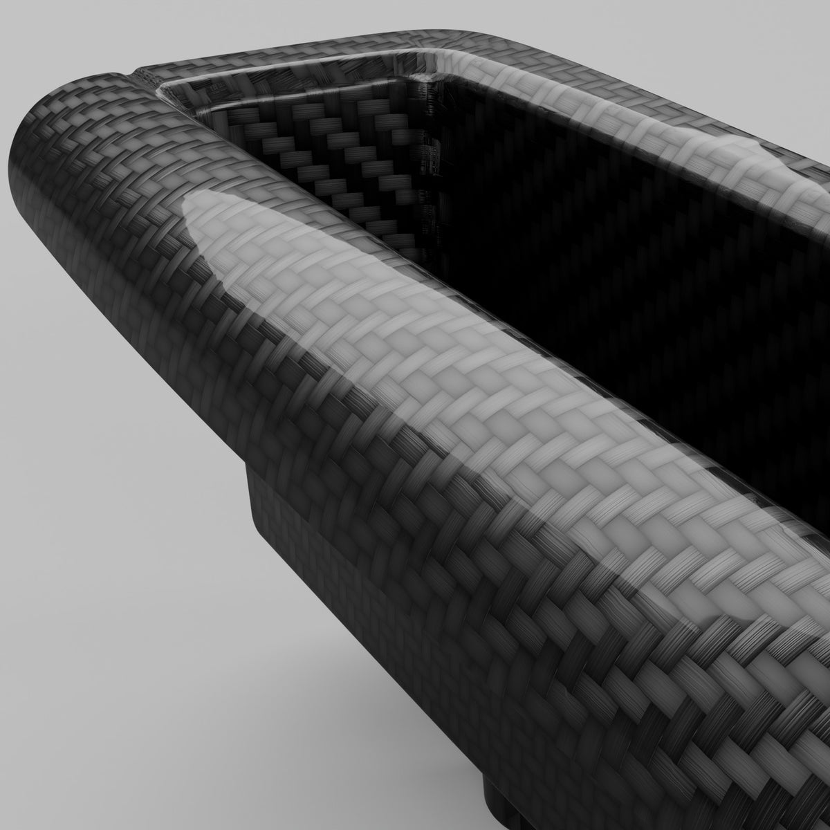 Ford Falcon FG carbon fibre door pull cup, gloss twill, detail close-up