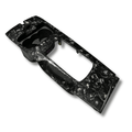 Gloss forged carbon fibre shifter surround for the Ford FG Falcon, angled view on white background