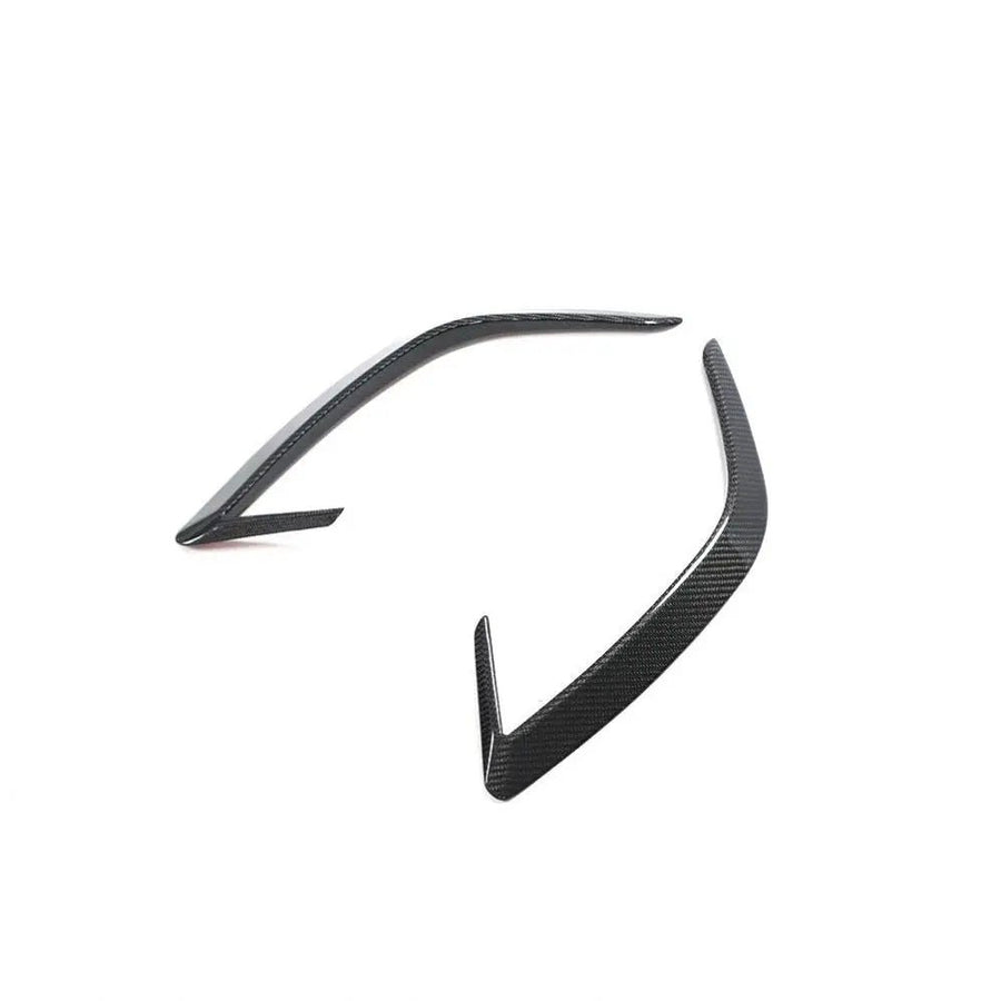 Angled view of carbon fibre rear bumper canards for Kia Stinger 2018 to 2023