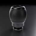 Ford Falcon FG/FG-X billet manual shift knob in brushed black anodised finish with black leather and grey stitching, product render