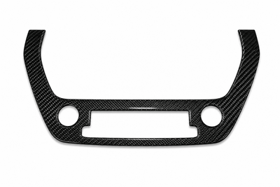 Toyota GR Corolla GZEA14 dry carbon fibre air conditioning vent cover finished in gloss twill weave, front view on white background