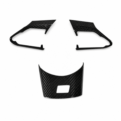 Toyota GR Corolla dry carbon fibre steering wheel trim three piece kit in gloss twill weave by RB Innovations